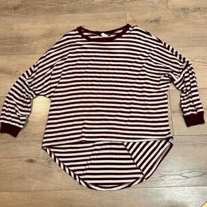 Double Zero Striped Dolman Sleeve Hi Lo Tunic Top Everyday Size Medium M Comfort
